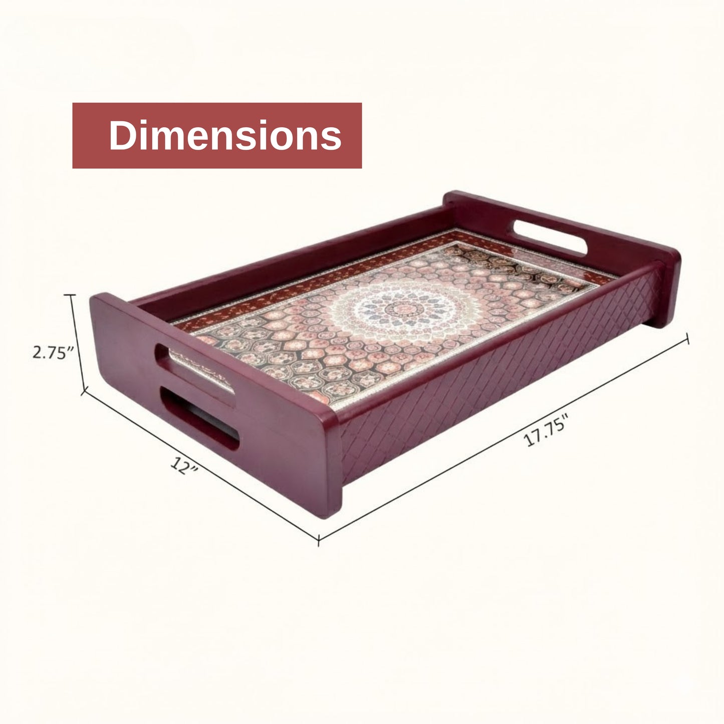 **Home Sparkle Premium Wooden Serving Tray – Elegant Decorative Tray for Home, Dining & Serving**