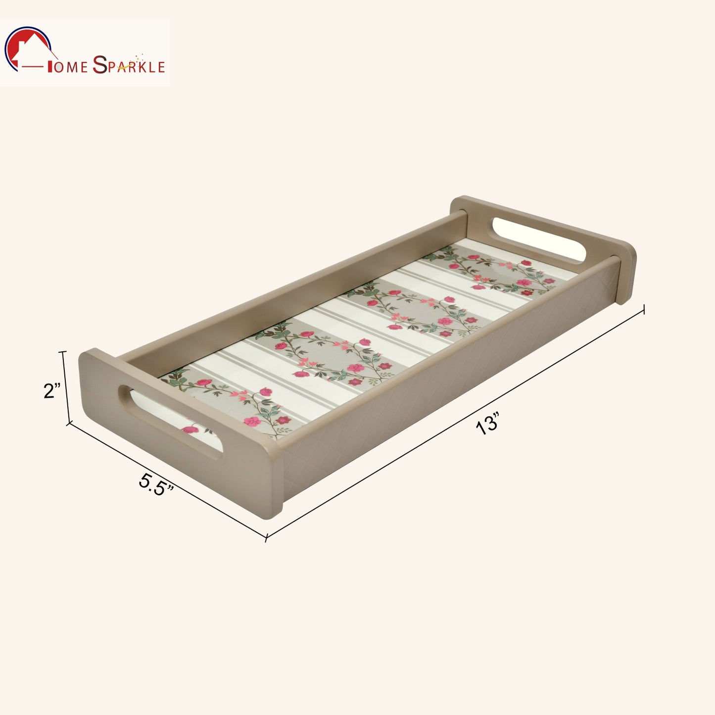 Rectangle Wooden Serving Tray | Elegant Printed Tray for Home & Café Décor