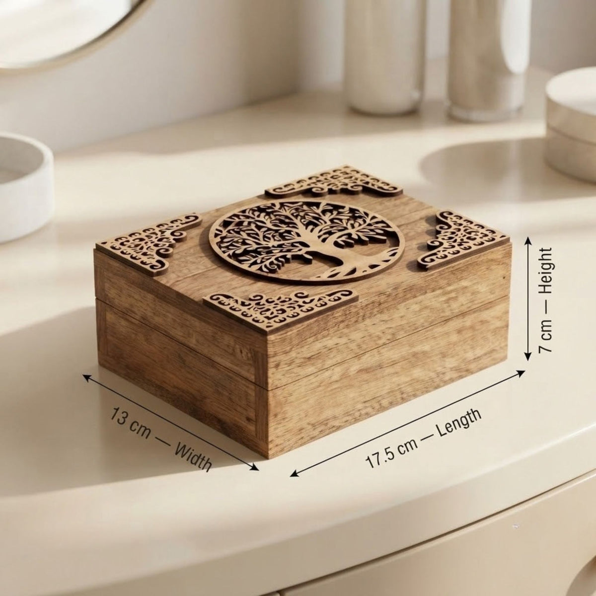 Home Sparkle Mango Wood Jewellery Box – Premium Wooden Jewellery Organizer