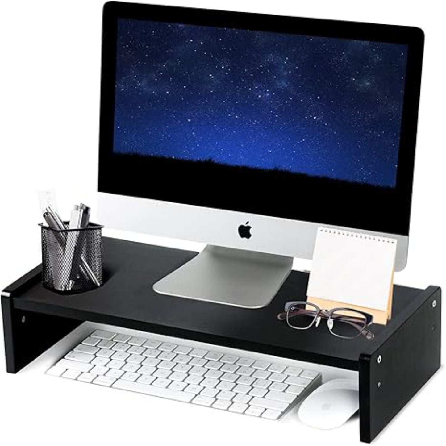 Home Sparkle Bamboo Wooden Monitor Stand Riser for Desk | Ergonomic Desktop Organizer for Office, Home, Studio, Gaming & Study Tables