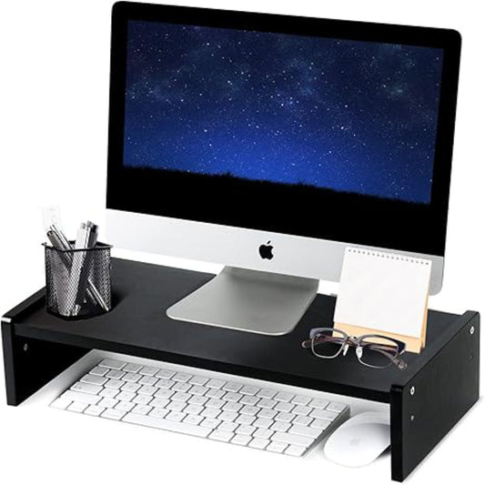 Home Sparkle Bamboo Wooden Monitor Stand Riser for Desk | Ergonomic Desktop Organizer for Office, Home, Studio, Gaming & Study Tables