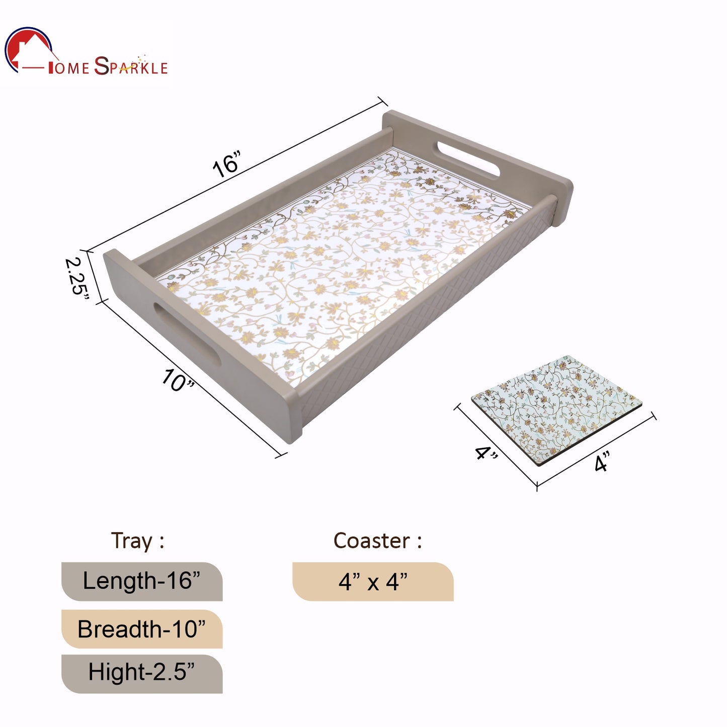 Wooden Serving Tray – 17.75" x 12" x 2.75", Reversible Water-Resistant Tray, Engineered Wood, Multipurpose Tray for Kitchen, Dining & Home Decor – Stylish & Strong
