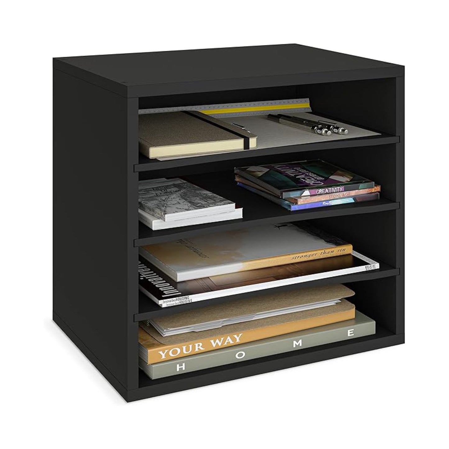 Home Sparkle Wood Desktop Organizer Paper Storage Letter Tray File Sorter for Home Office