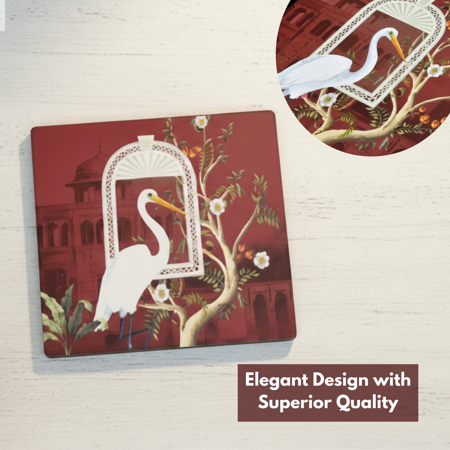 Coasters Set for Dining Table – Tea Coasters for Cups & Mugs | Elegant Table Décor Accessories – Set of 6 with Holder – Durable & Stylish