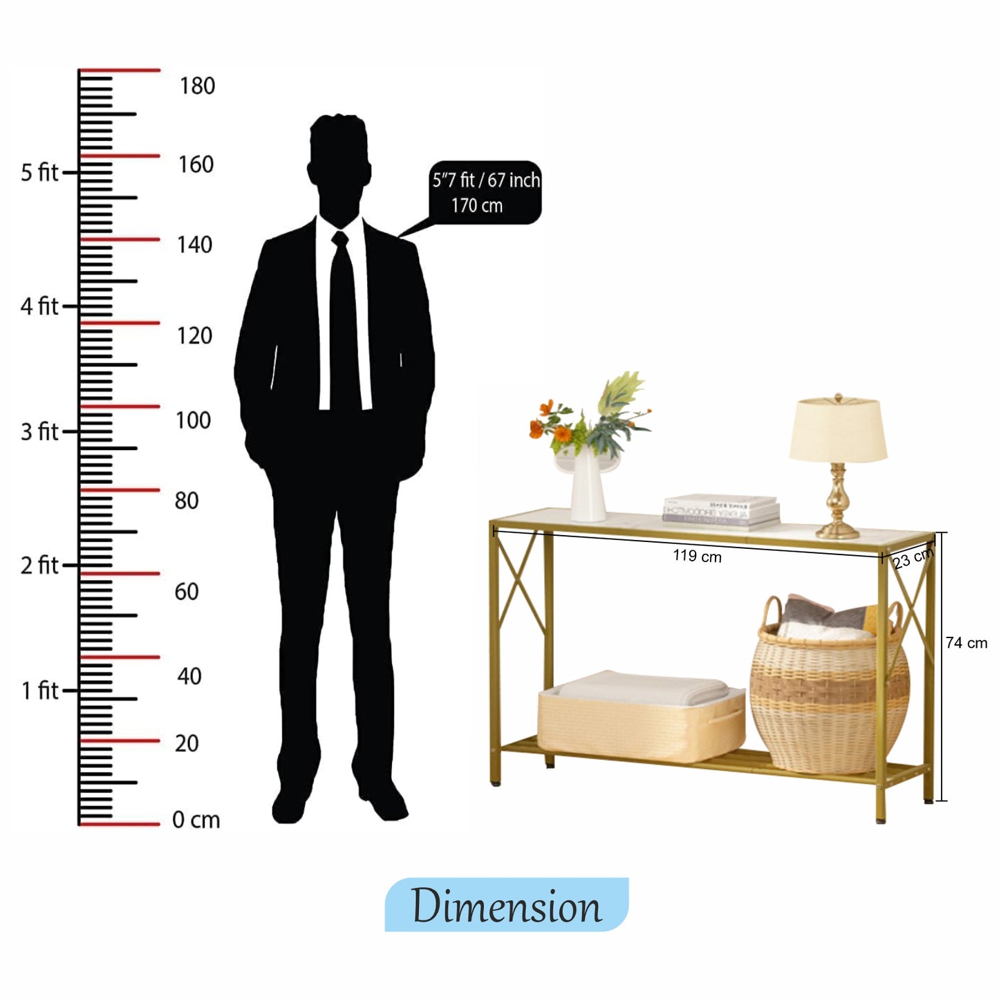 Home Sparkle Modern Slim Console Table | Entryway & Living Room Table | 47 × 9 × 29 Inches