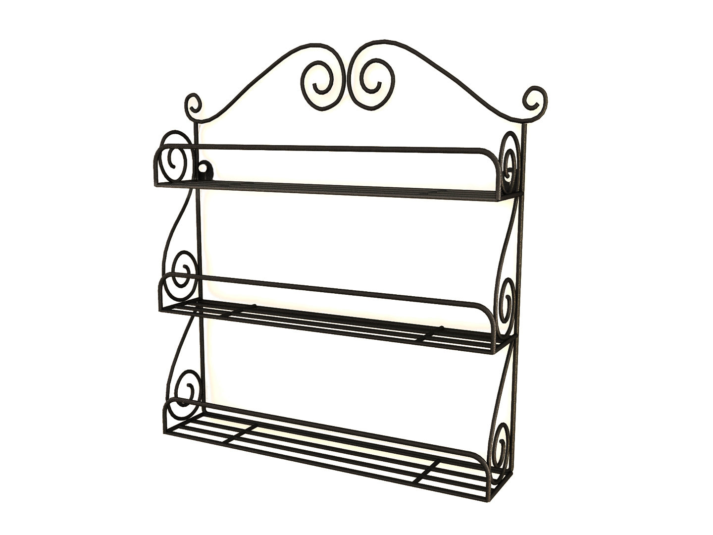 Home Sparkle 3-Tier Wall Mounted Kitchen Rack | Wrought Iron Spice & Storage Shelf for Jars, Bottles, Glasses & Kitchen Essentials | Black