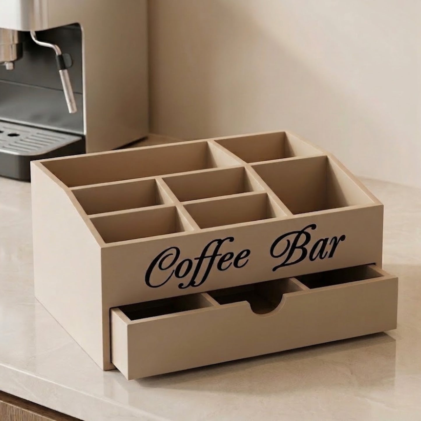 Home Sparkle Coffee Bar Storage Organizer with Tea & Sugar Compartments
