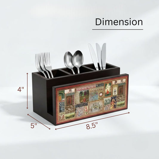 Home Sparkle Premium Wooden Cutlery Holder & Spoon Organizer