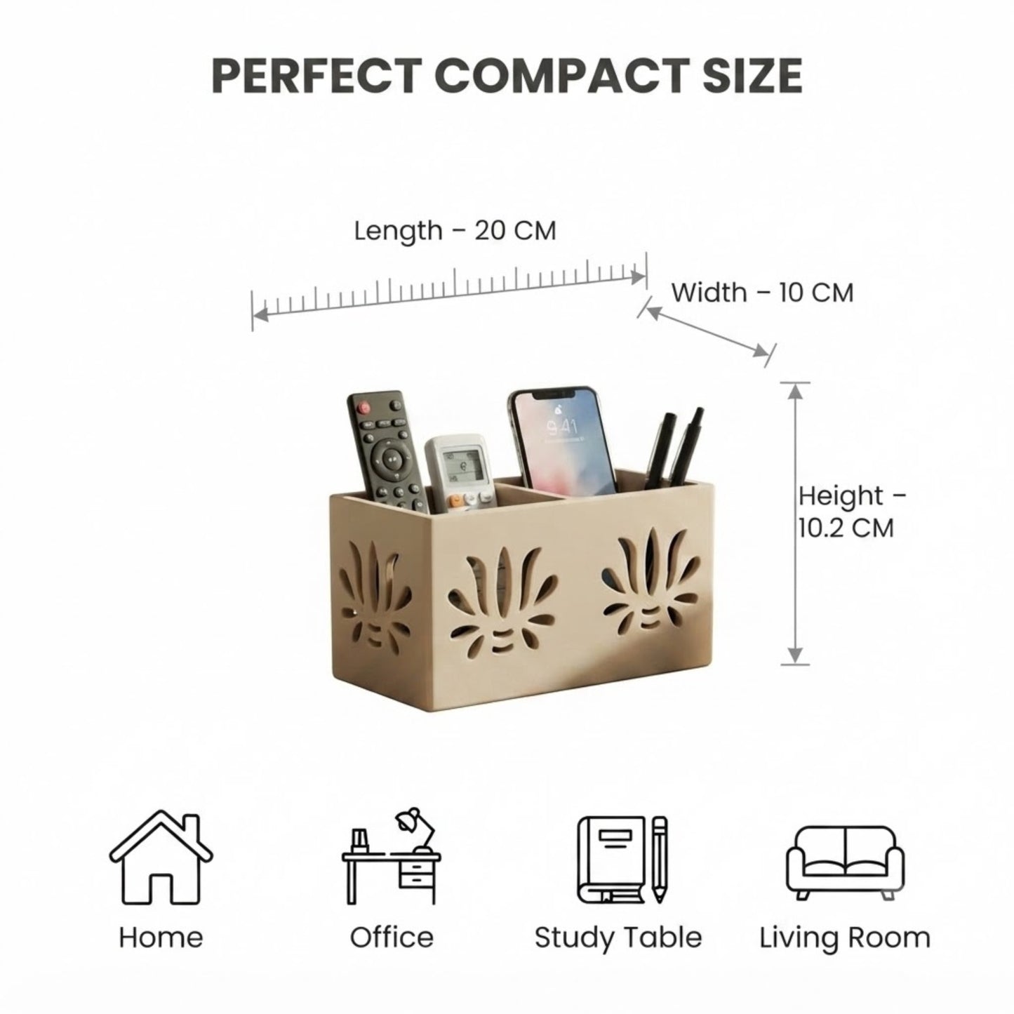 Home Sparkle Wooden Remote Control Organizer & Desk Storage Holder