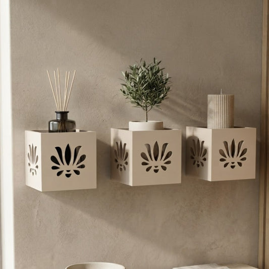 Modern Wall Mounted Decorative Floating Cube Shelves Organiser  – Set of 3