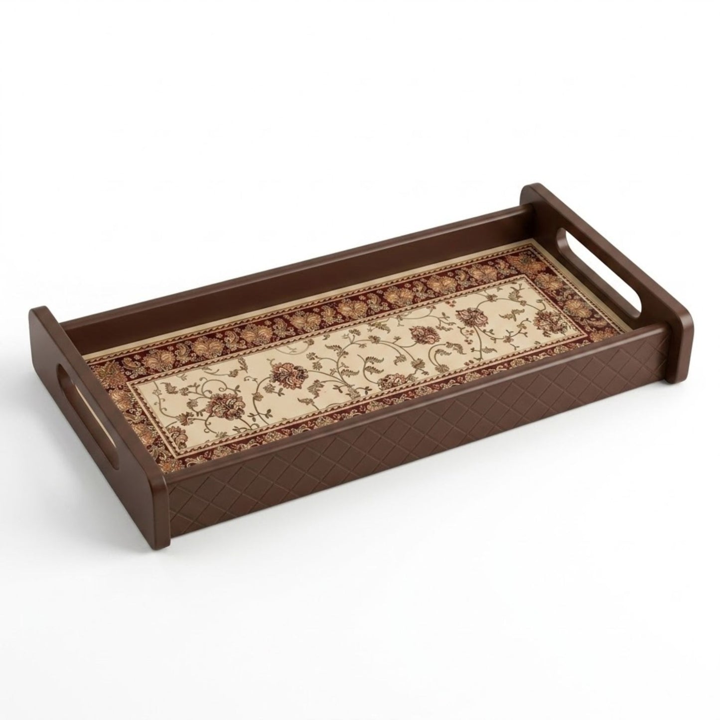 Home Sparkle Wooden Serving Tray | Persian Carpet Print Tea & Coffee Tray with Handles
