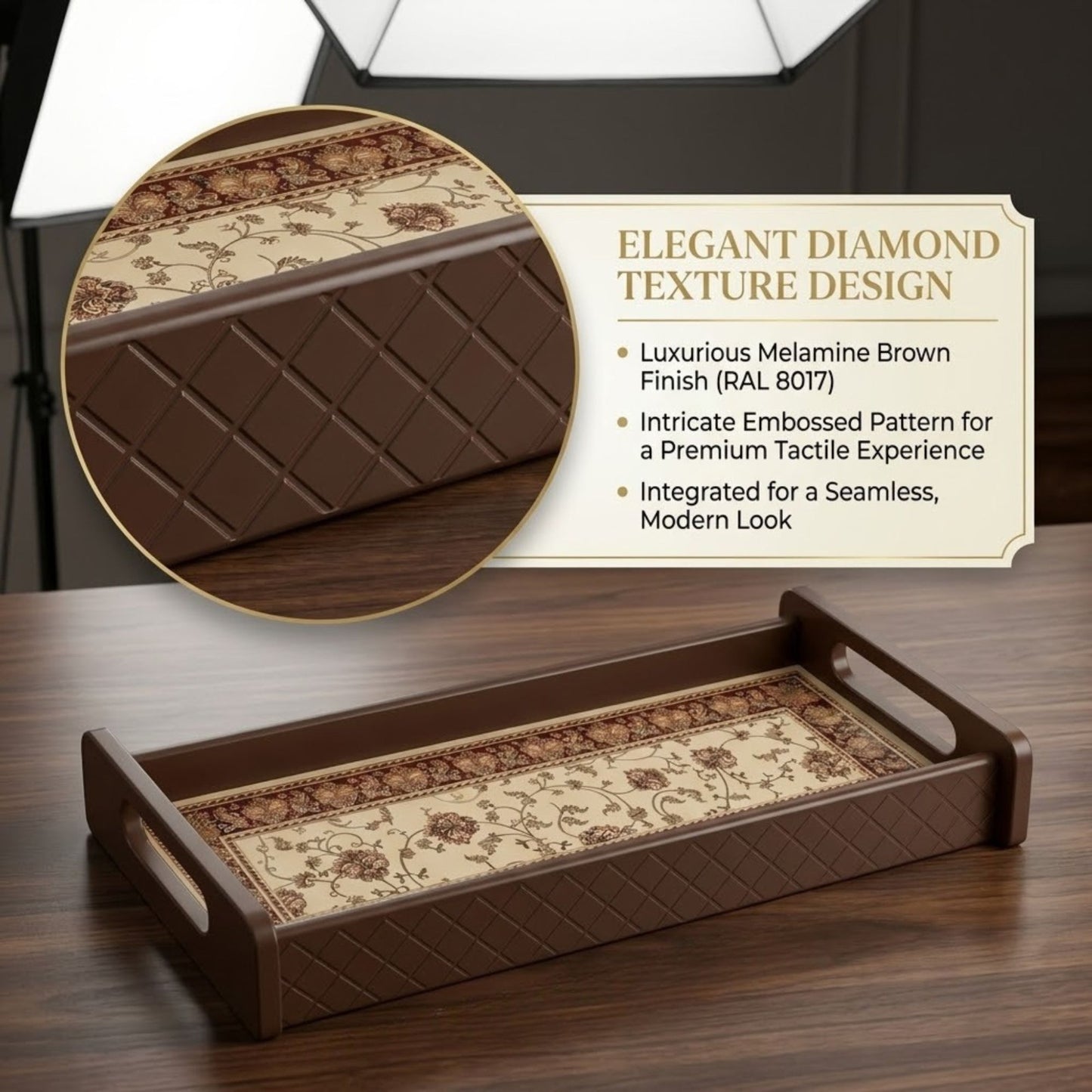 Home Sparkle Wooden Serving Tray | Persian Carpet Print Tea & Coffee Tray with Handles