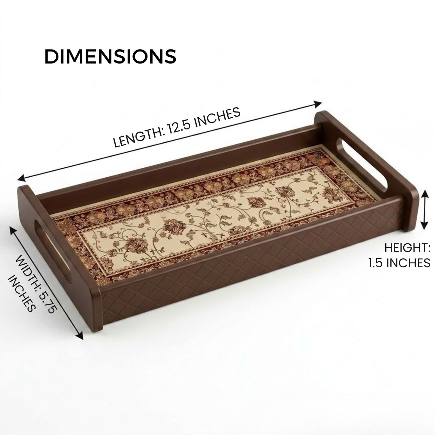 Home Sparkle Wooden Serving Tray | Persian Carpet Print Tea & Coffee Tray with Handles