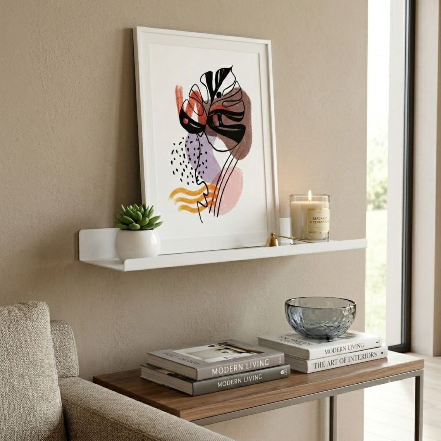 Home Sparkle Modern Wall Shelf with Iron Frame | Premium Display Shelf for Living Room & Bedroom | White