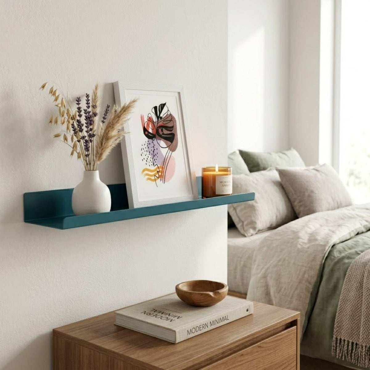 Home Sparkle Modern Wall Shelf with Iron Frame | Premium Display Shelf for Living Room & Bedroom | Teal