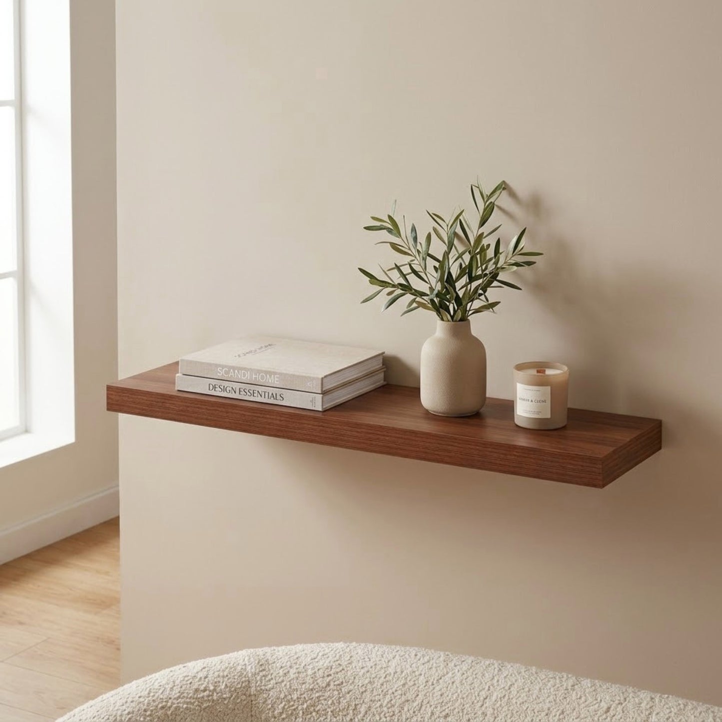 Home Sparkle Modern Floating Wall Shelf – Wooden Display Shelf for Home Décor, Books, Plants & Decorative Items