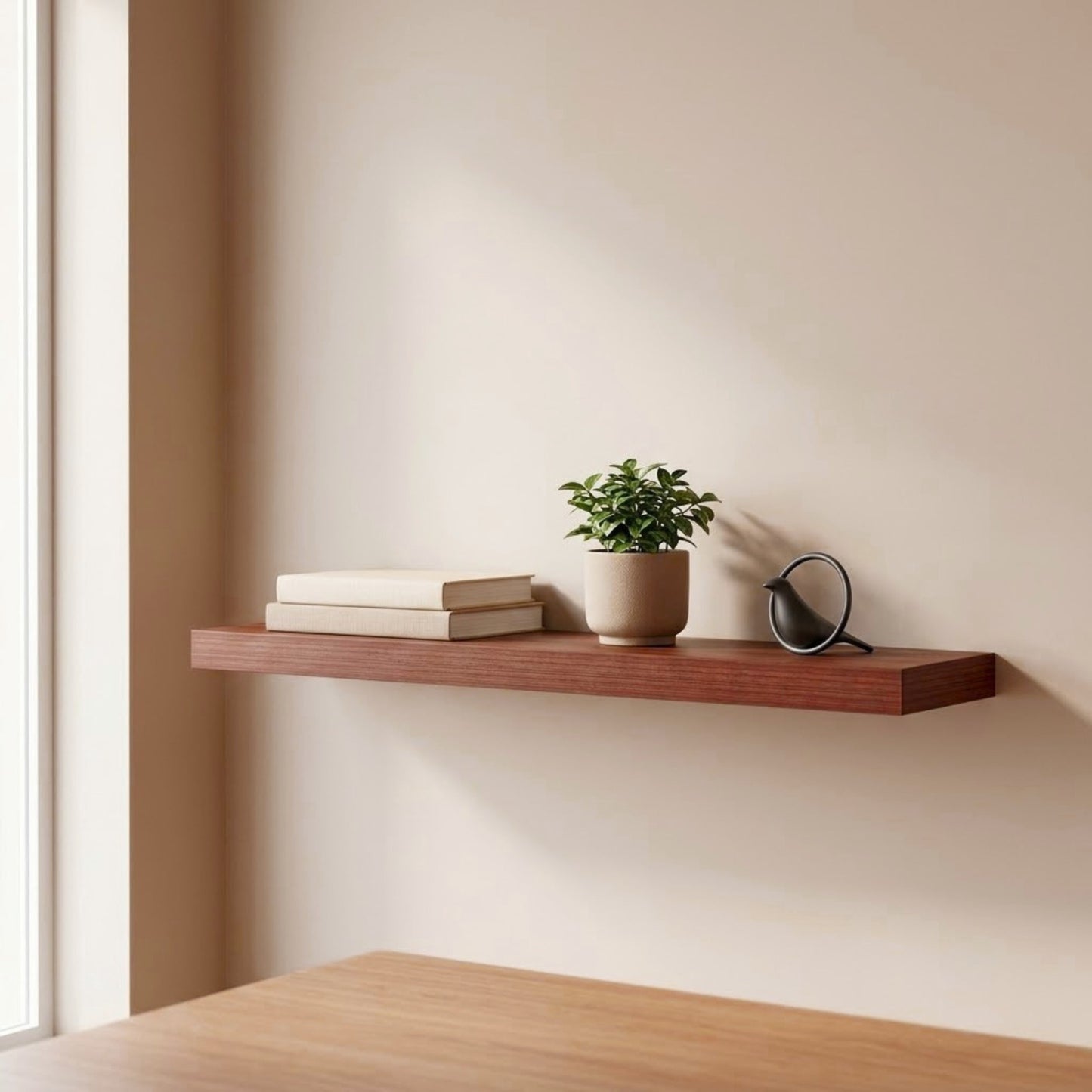 Home Sparkle Modern Floating Wall Shelf – Wooden Display Shelf for Home Décor, Books, Plants & Decorative Items