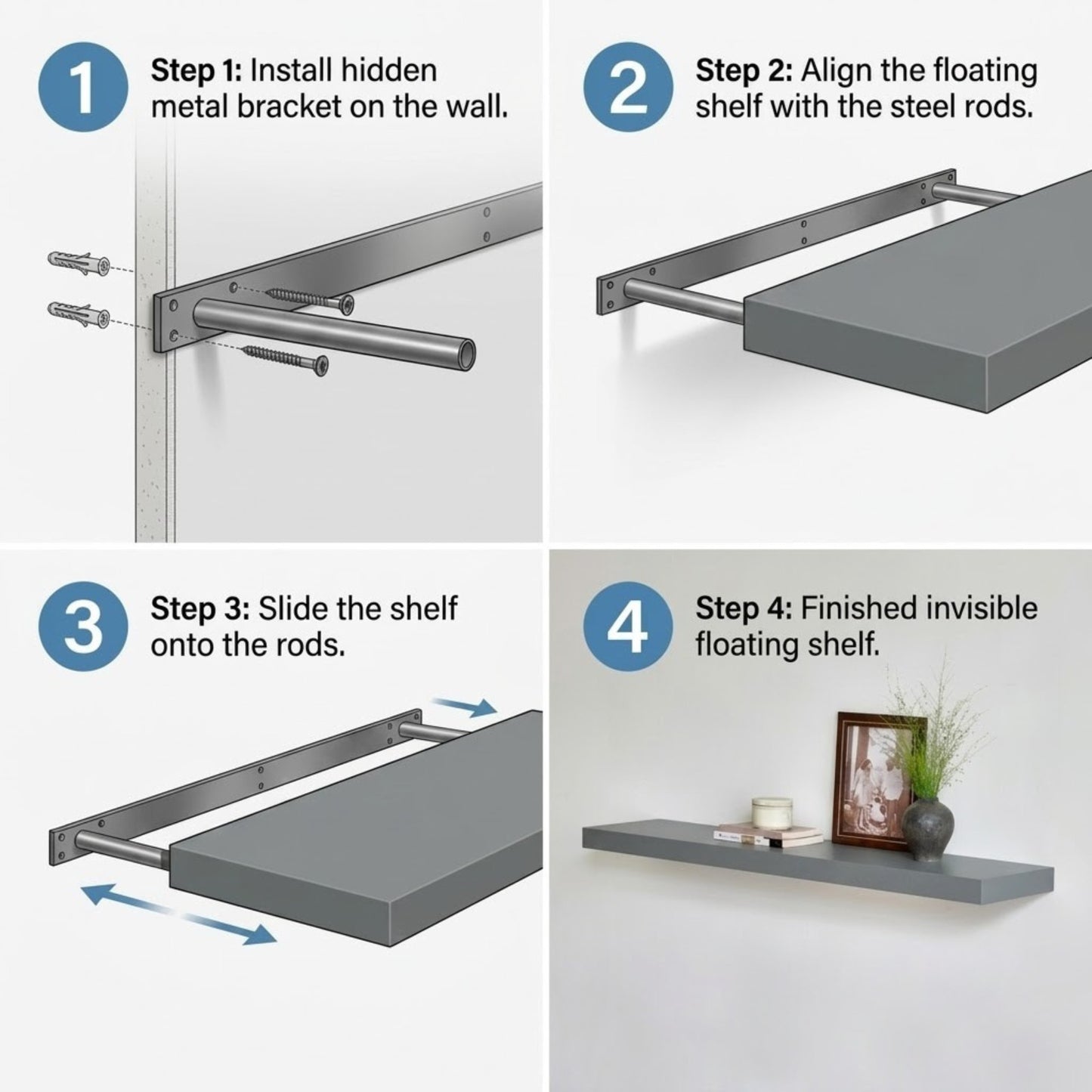Home Sparkle Modern Floating Wall Shelf | Engineered Wood Wall Mounted Display Shelf for Living Room, Bedroom, Office & Home Décor