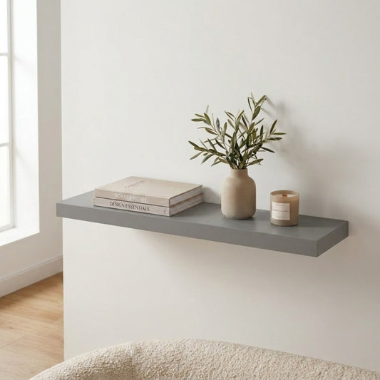 Home Sparkle Modern Grey Floating Wall Shelf | Engineered Wood Wall Mounted Display Shelf for Living Room, Bedroom, Office & Home Décor