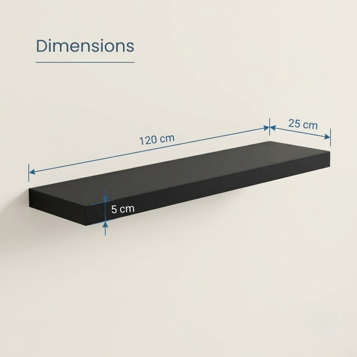 Home Sparkle Black Floating Wall Shelf | Engineered Wood Modern Wall Mounted Display Shelf