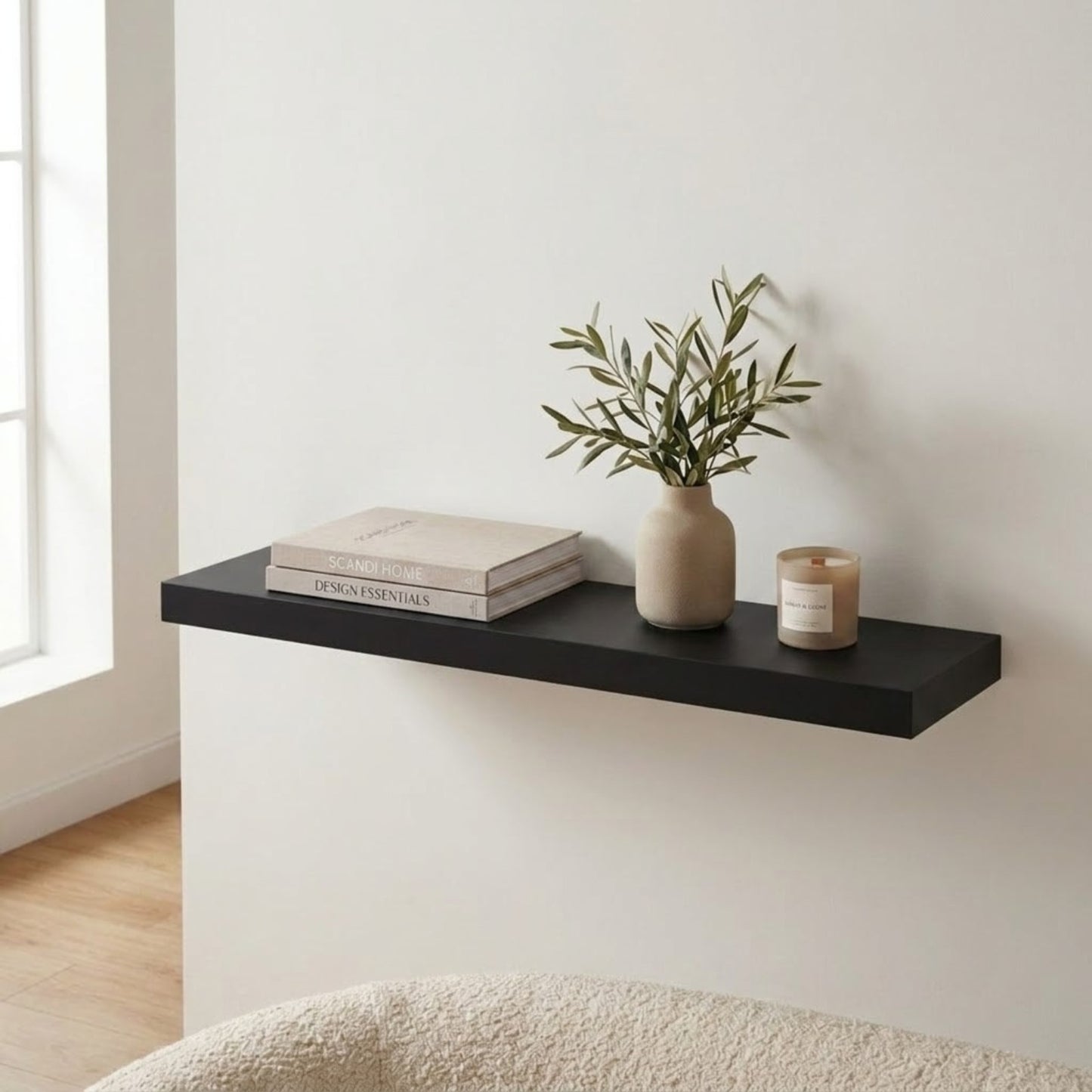 Home Sparkle Premium Floating Wall Shelf | Black Decorative Wall Shelf for Living Room & Bedroom