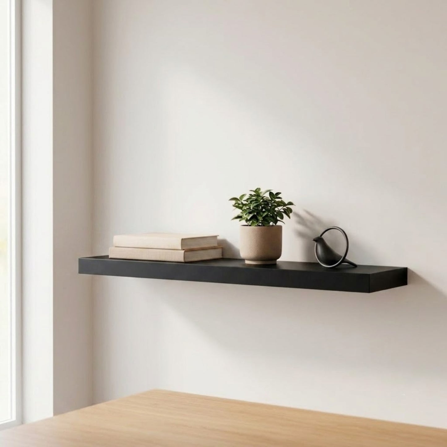 Home Sparkle Premium Floating Wall Shelf | Black Decorative Wall Shelf for Living Room & Bedroom