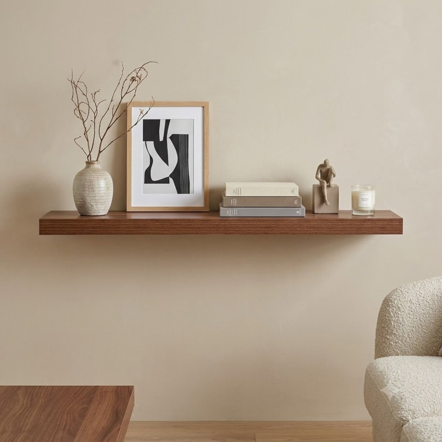 Home Sparkle Premium Floating Wall Shelf – Modern Wooden Wall Shelf for Living Room & Bedroom