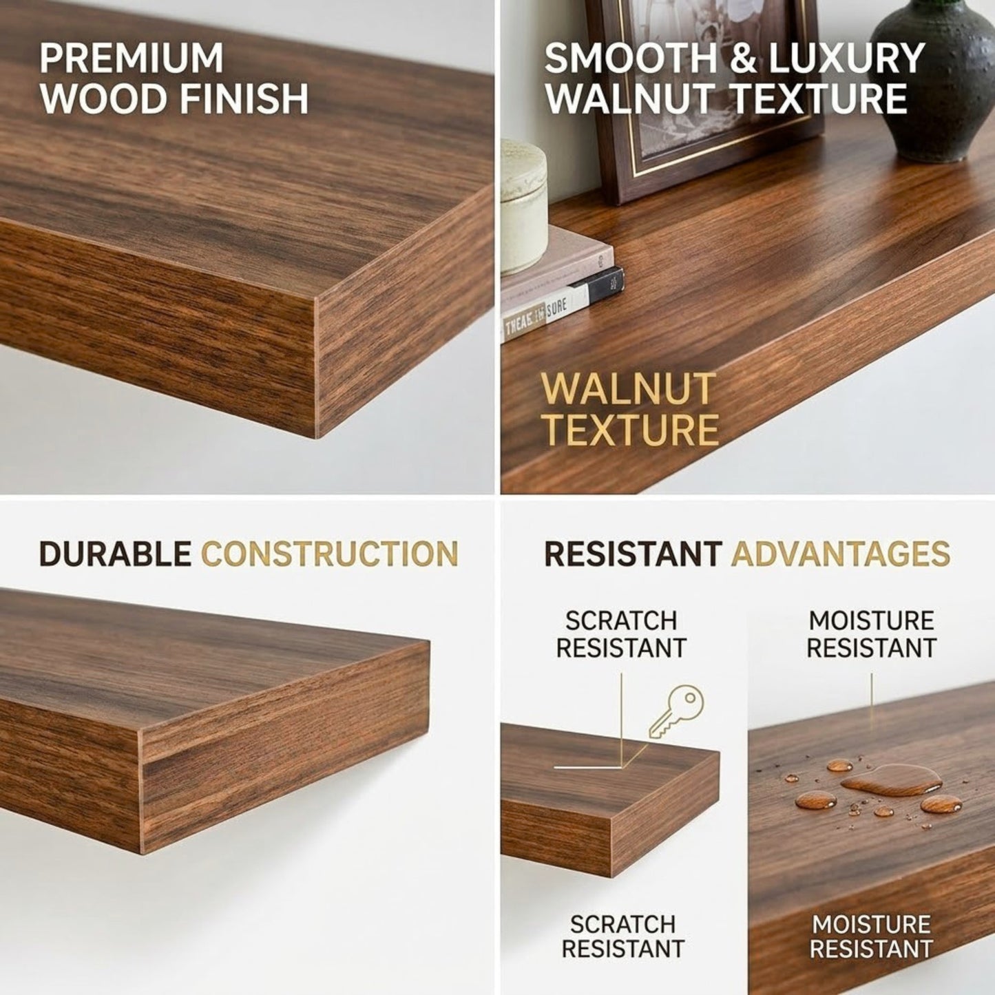 Home Sparkle Premium Floating Wall Shelf – Modern Wooden Wall Shelf for Living Room & Bedroom