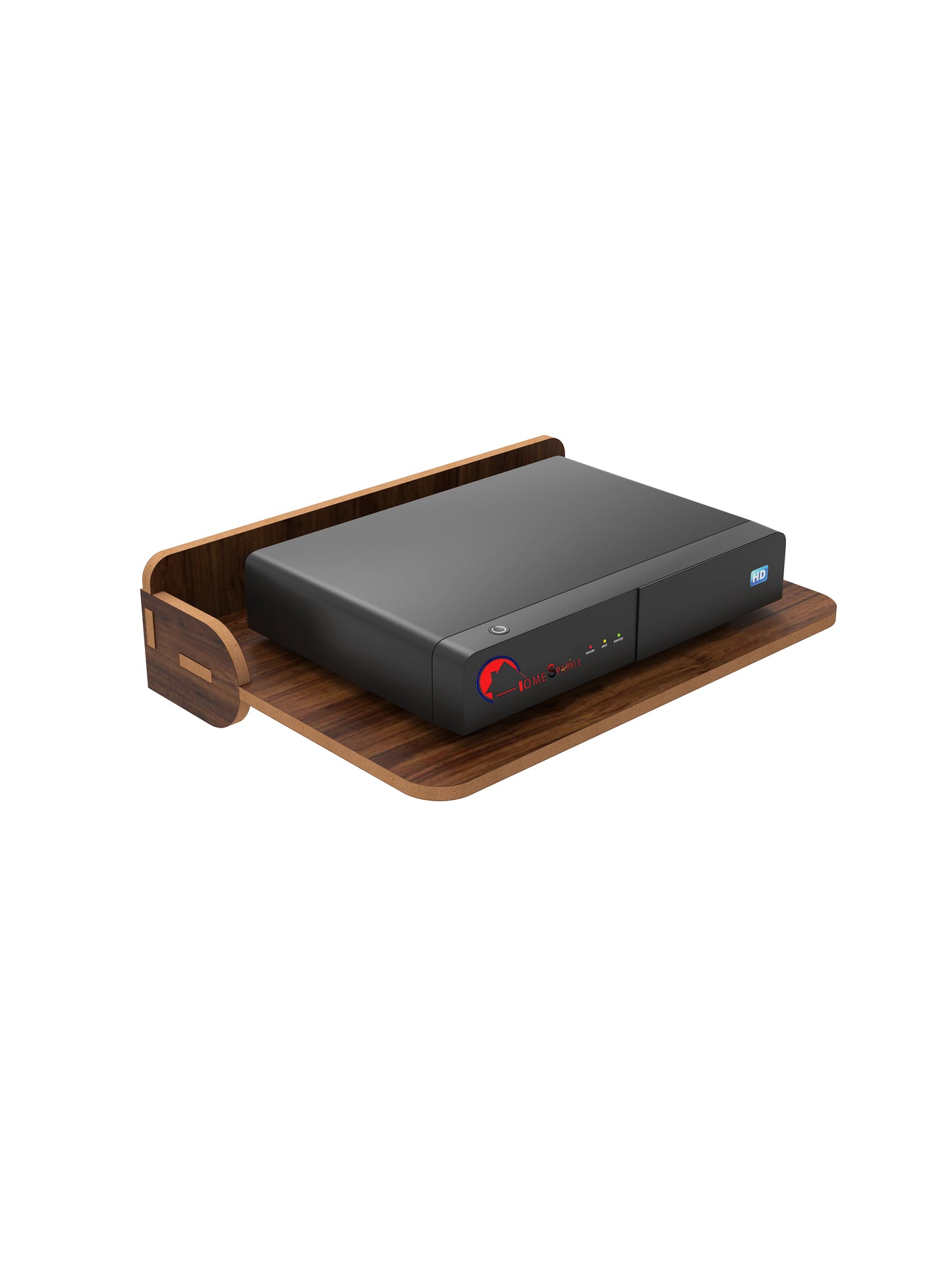 Home Sparkle Wall Mounted Wooden TV Set-Top Box Stand | Floating Media Shelf for DTH, WiFi Router & Gaming Console | Cable Management | Walnut Finish