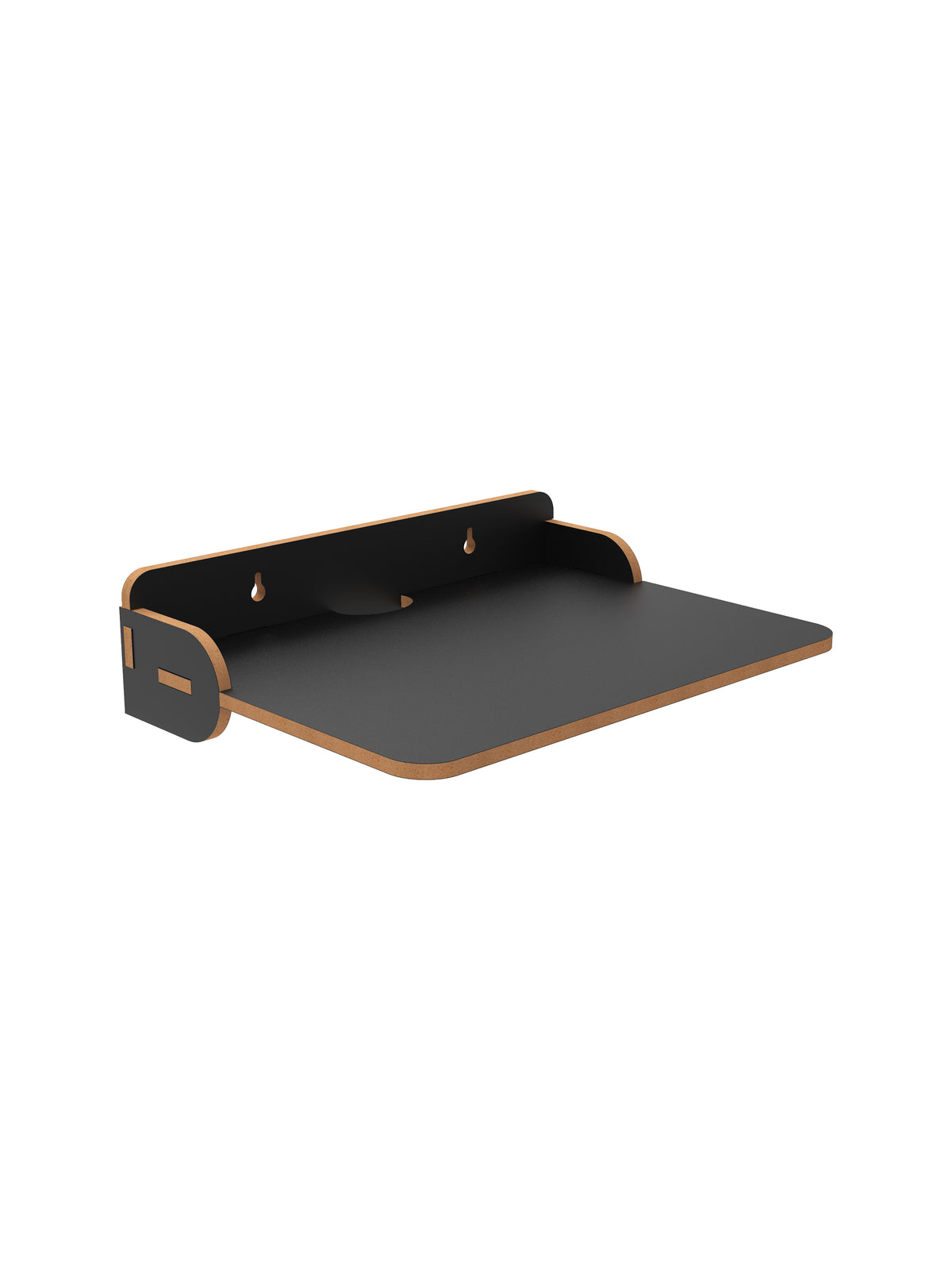 Home Sparkle Wooden Printer Stand Tray with Raised Back & Side Panels | Desktop Printer Organizer & Space-Saving Office Stand | Black Finish