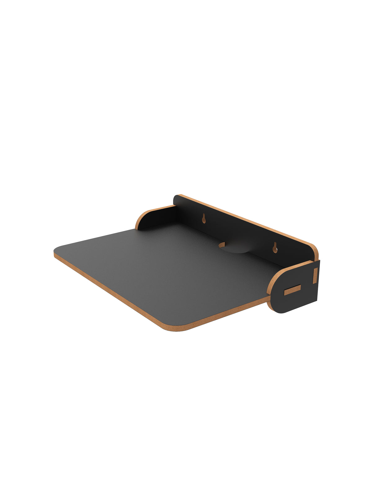 Home Sparkle Wooden Printer Stand Tray with Raised Back & Side Panels | Desktop Printer Organizer & Space-Saving Office Stand | Black Finish