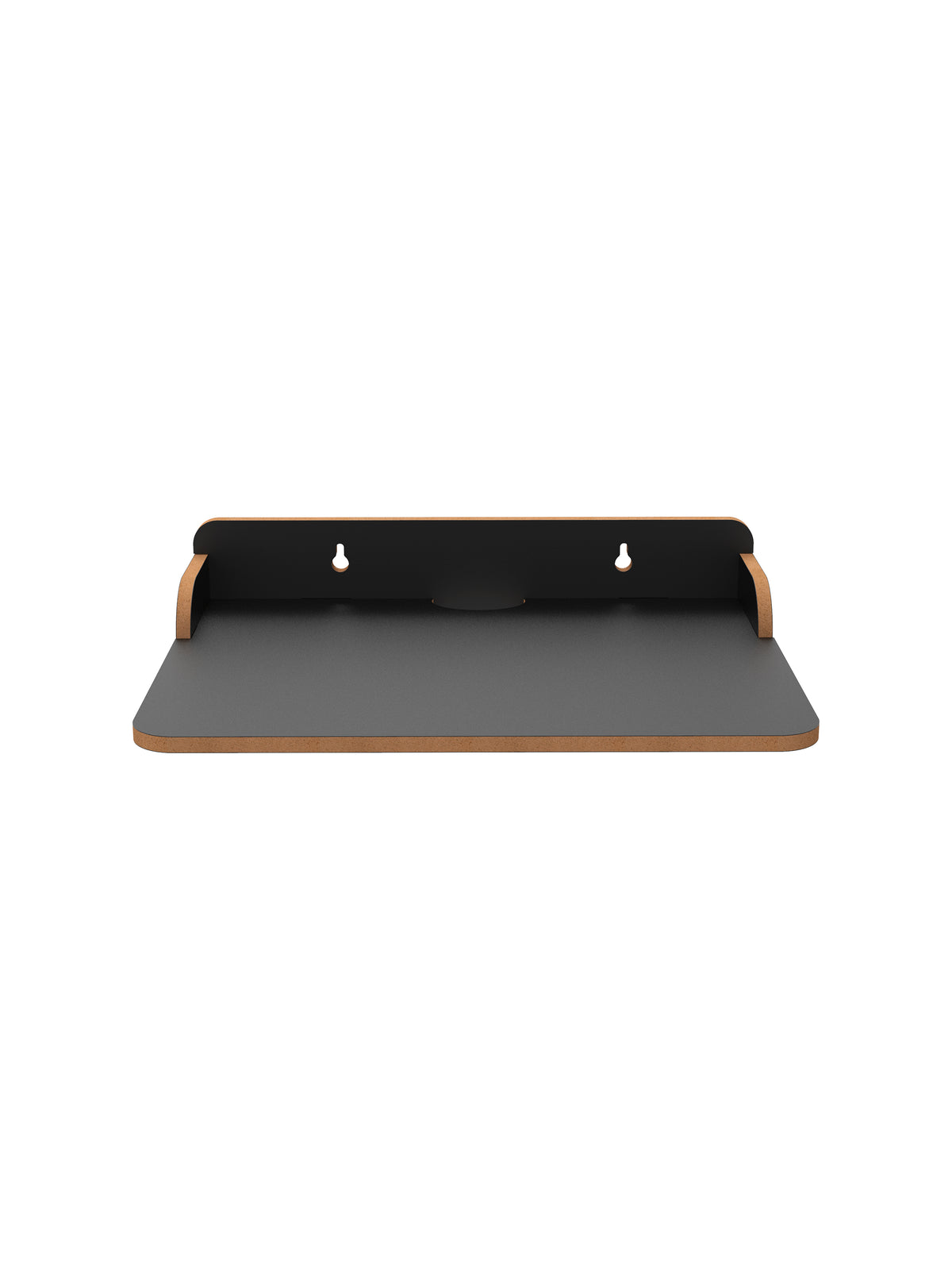 Home Sparkle Wooden Printer Stand Tray with Raised Back & Side Panels | Desktop Printer Organizer & Space-Saving Office Stand | Black Finish