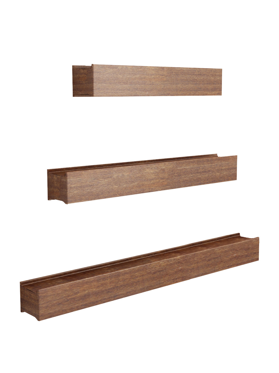 Home Sparkle Modern Floating Wall Shelves Set of 3 – Premium Brown Wall Mounted Display Shelves for Living Room, Bedroom & Office