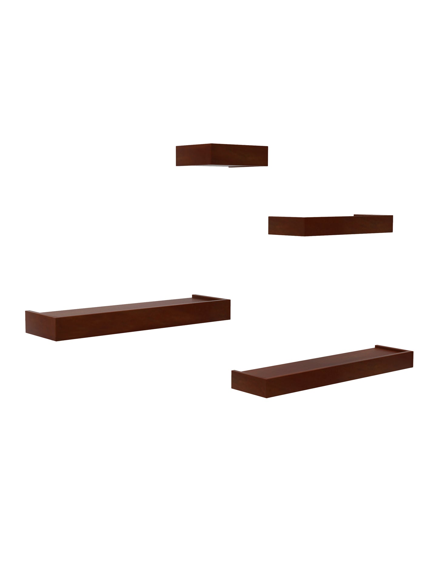 Home Sparkle Modern Floating Wall Shelves Set of 4 – Brown Wall Mounted Display Shelves for Living Room, Bedroom & Office