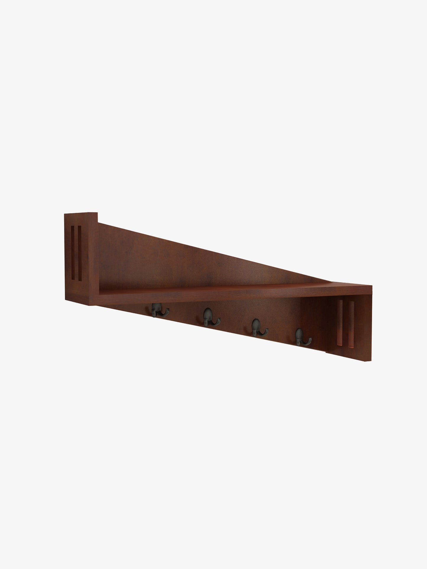 Home Sparkle Wall Mounted Entryway Shelf with 5 Key Hooks – Wooden Floating Organizer for Keys, Bags & Home Decor – Brown