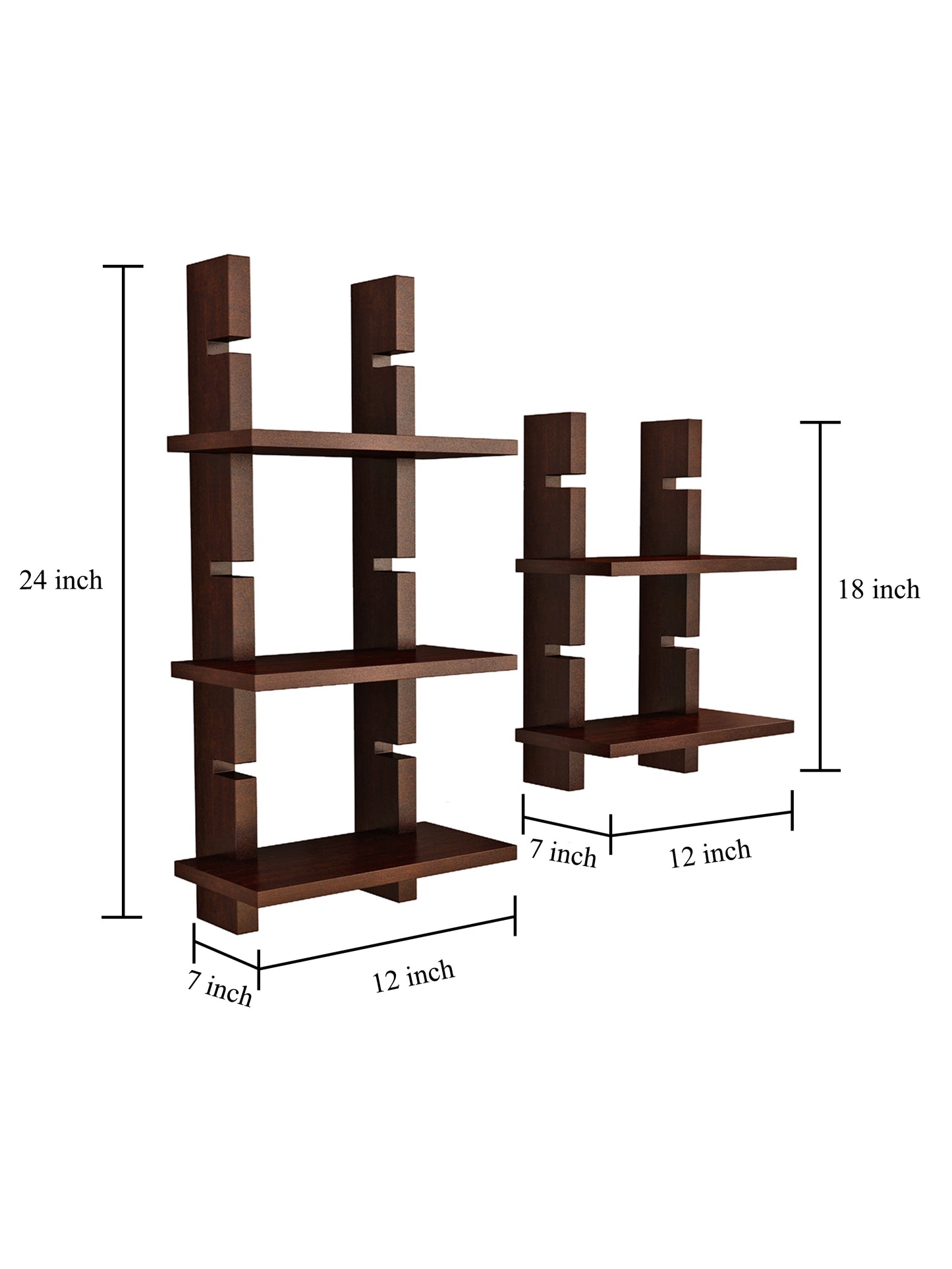 Home Sparkle Set of 2 Modern Zig Zag Floating Wall Shelves for Living Room, Bedroom & Office – Wooden Wall Mounted Display Rack