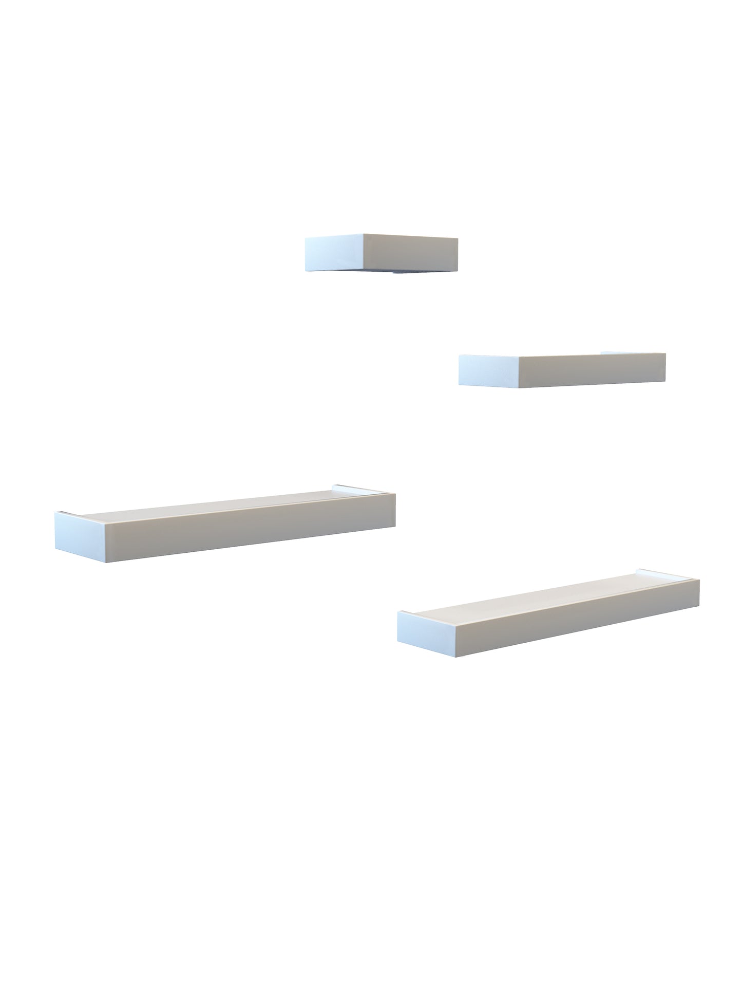 Home Sparkle Modern Floating Wall Shelves Set of 4 – White Wall Mounted Display Shelves for Living Room, Bedroom & Office