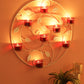 Home Sparkle Tea Light Candle Holders | 8 Glass Cup Hanging Tea Light Holders | Round Leave Design Metal Wall Hanging Lights for Wedding Parties Room and Home Decoration – Black
