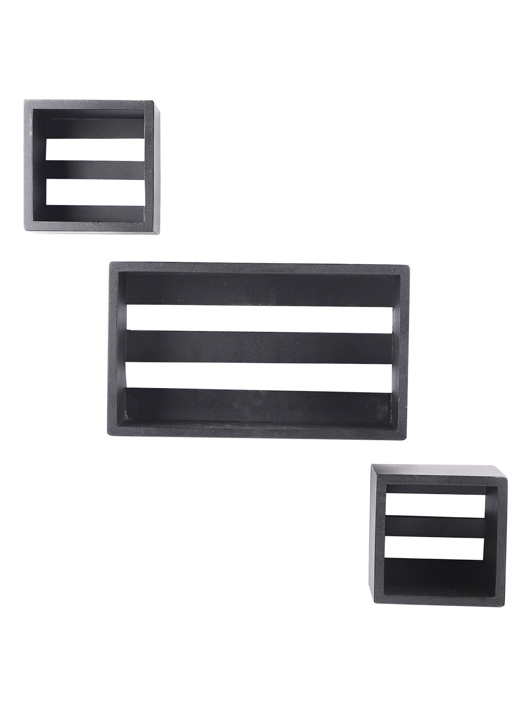 Home Sparkle New Design wall mount floating wall shelves For Home, bed room, living room, office, restaurant |Wall shelf Rack for Home |Set of 3,(Black) | Engineered wood Carved Shelf for Lobby & Bedrooms