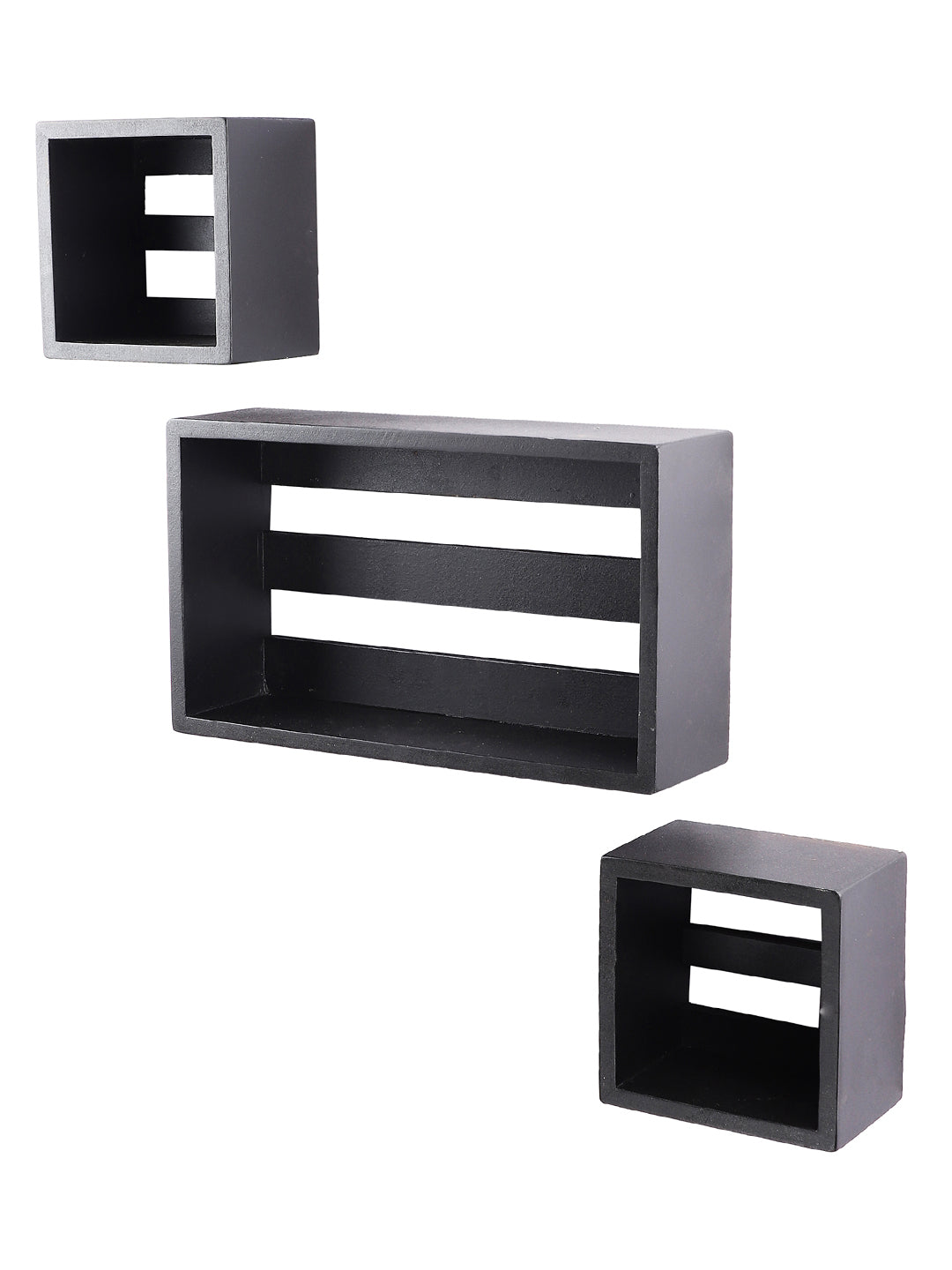 Home Sparkle New Design wall mount floating wall shelves For Home, bed room, living room, office, restaurant |Wall shelf Rack for Home |Set of 3,(Black) | Engineered wood Carved Shelf for Lobby & Bedrooms