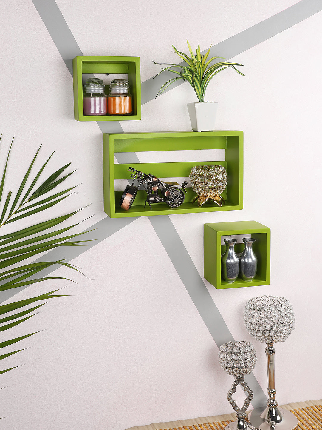 Home Sparkle New Design wall mount floating wall shelves For Home, bed room, living room, office, restaurant |Wall shelf Rack for Home |Set of 3,(Black) | Engineered wood Carved Shelf for Lobby & Bedrooms