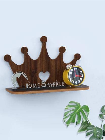 Home Sparkle Crown Shape Wall Shelf MDF made Wall Mounted Floating Shelves| Latest Innovative Wall Hanging ( Dark Brown ) |Decorative shelf for lobby ,Kids room entrance, office ,balcony etc