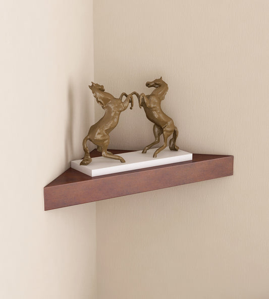 Home Sparkle Triangular shape Engineered Wood Floating Wall Corner Shelf for Living Room, Office and Bedroom