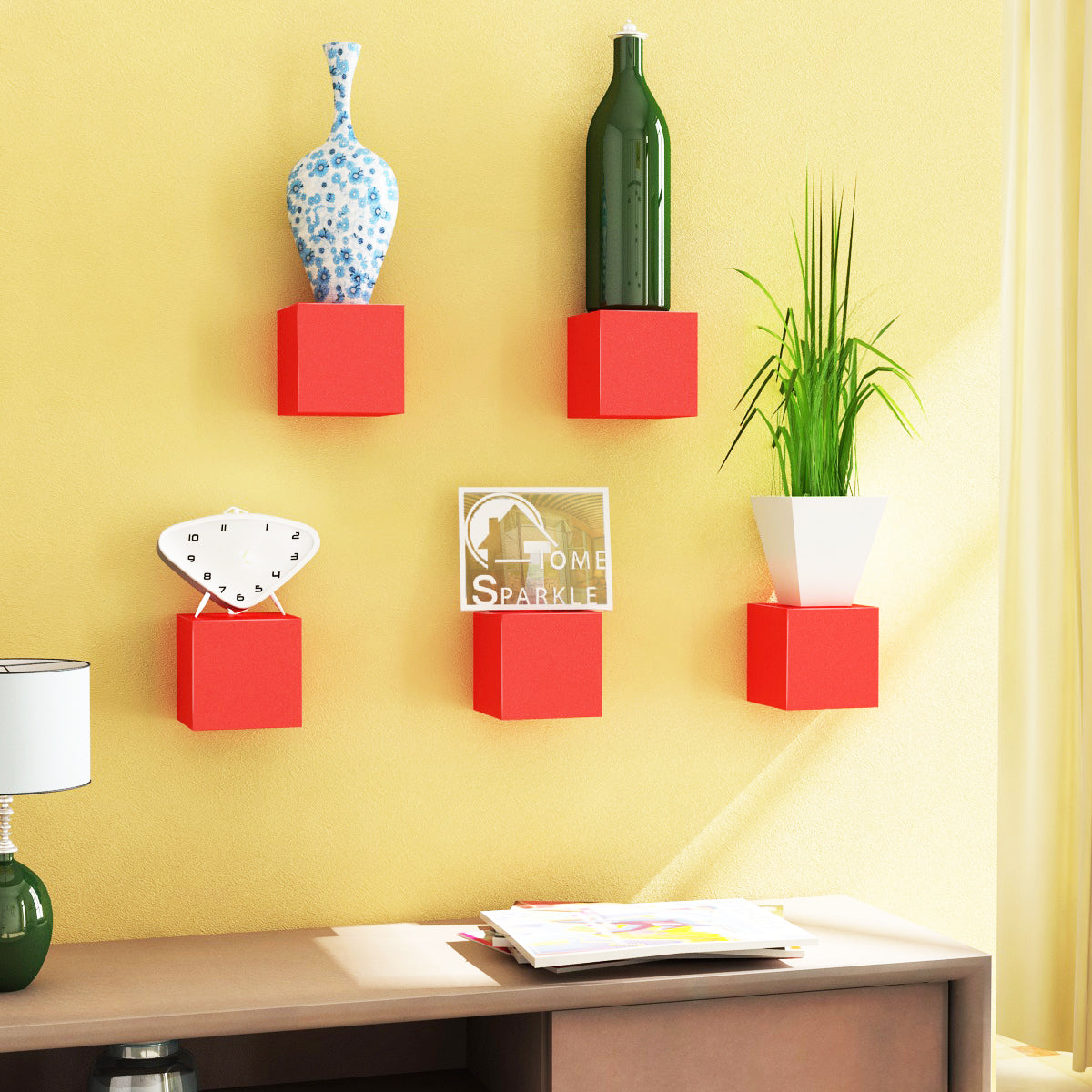 Home Sparkle Cube Box Wall Shelf | Cubes Wall Shelves for Living Room Bedroom Home Decor – Set of 5