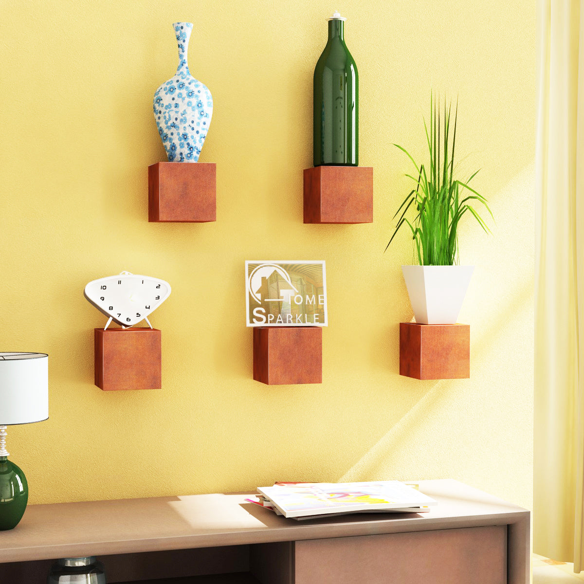 Home Sparkle Cube Box Wall Shelf | Cubes Wall Shelves for Living Room Bedroom Home Decor – Set of 5