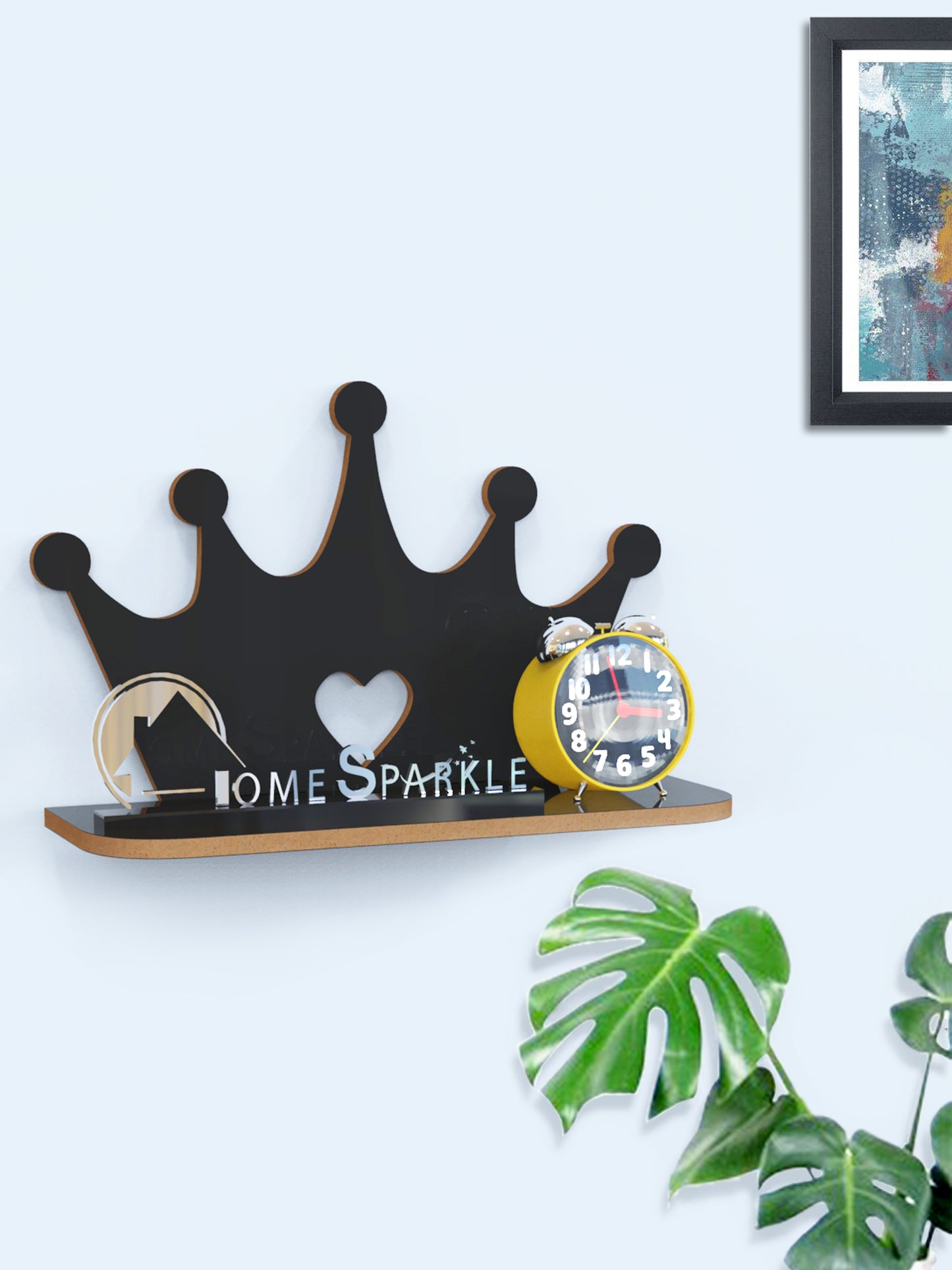 Home Sparkle Crown Shape Wall Shelf MDF made Wall Mounted Floating Shelves| Latest Innovative Wall Hanging ( Dark Brown ) |Decorative shelf for lobby ,Kids room entrance, office ,balcony etc