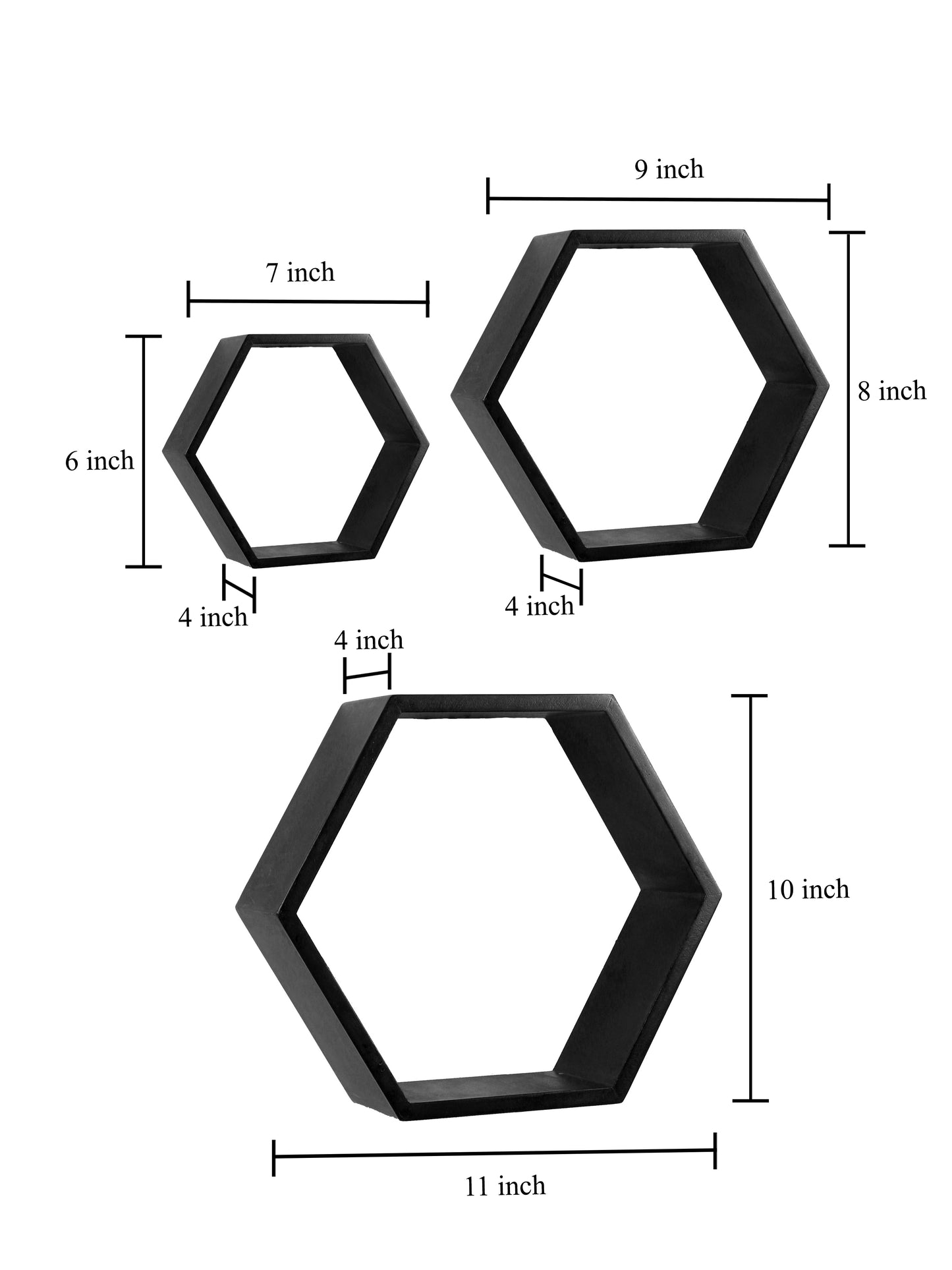 Home Sparkle wooden Hexagonal shaped Wall Shelf Set of 3 |  Decorative shelves For bed room, living room, office, restaurant | Modern Unique Designer Wall shelf Rack for Home | Engineered wood Designer Shelf for Lobby & Bedrooms.